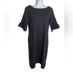 Talbots‎ dress size medium black cotton casual dress w/ eyelet sleeves 🖤🖤